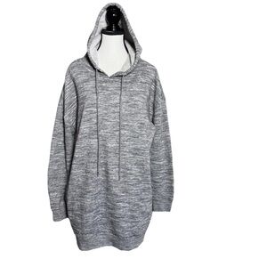 Design By Olivia S/M Gray Hoodie Tunic Sweatshirt Dress Oversized Pockets Cozy